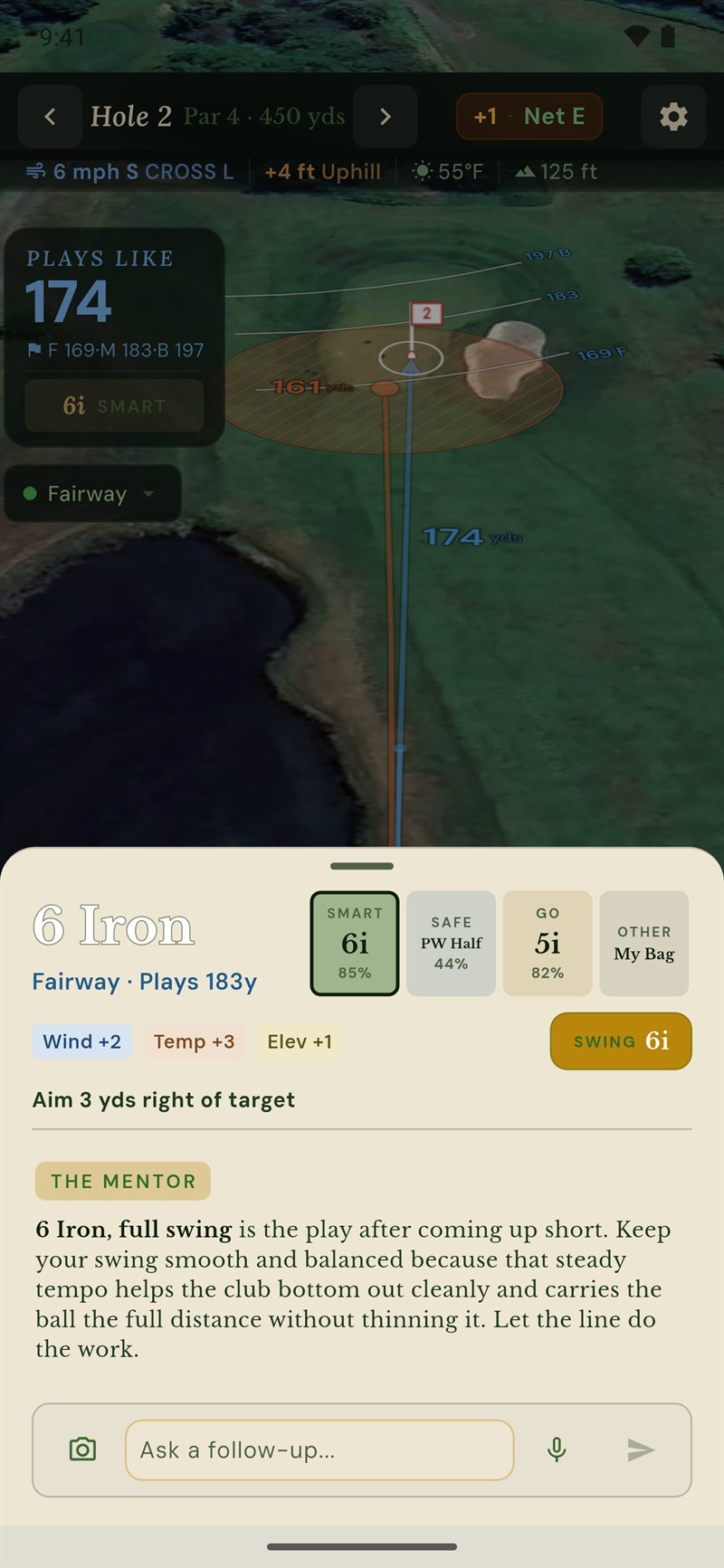 Ask Looper coaching a shot using the live conditions